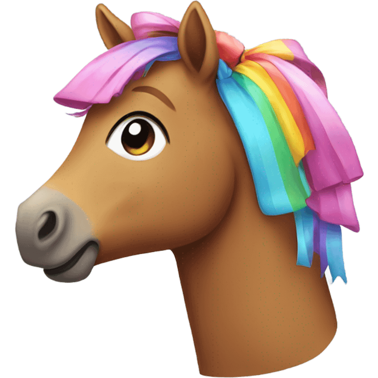 a cute horse whit a bow emoji