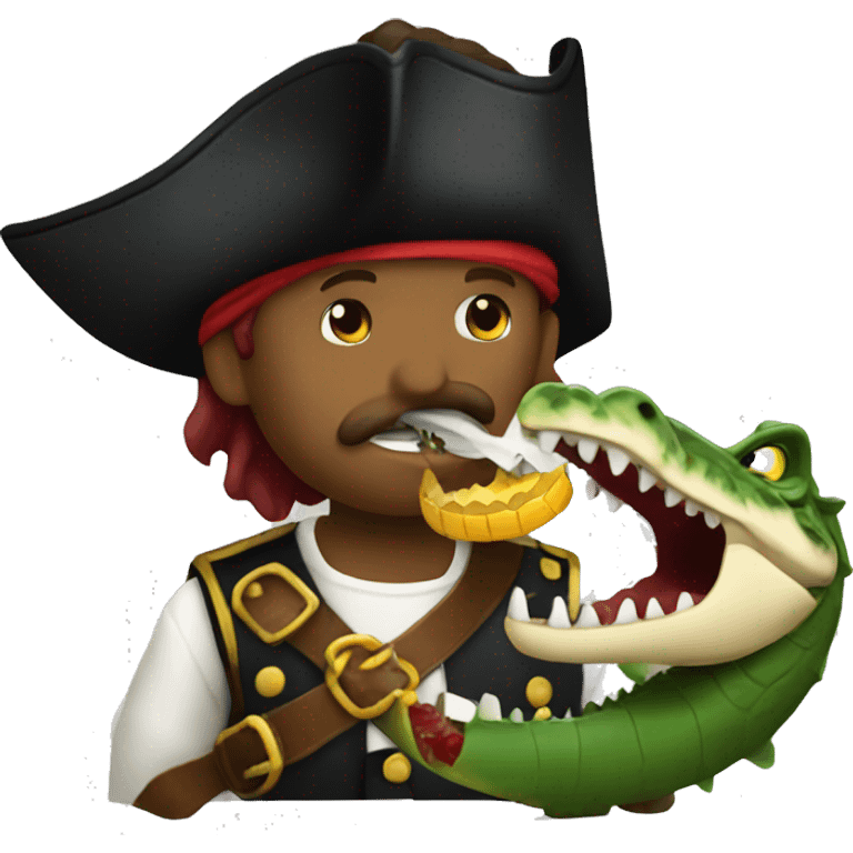 A pirate eating a crocodile  emoji