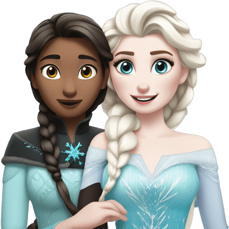 Elsa y Ana abrazando a Olaf emoji