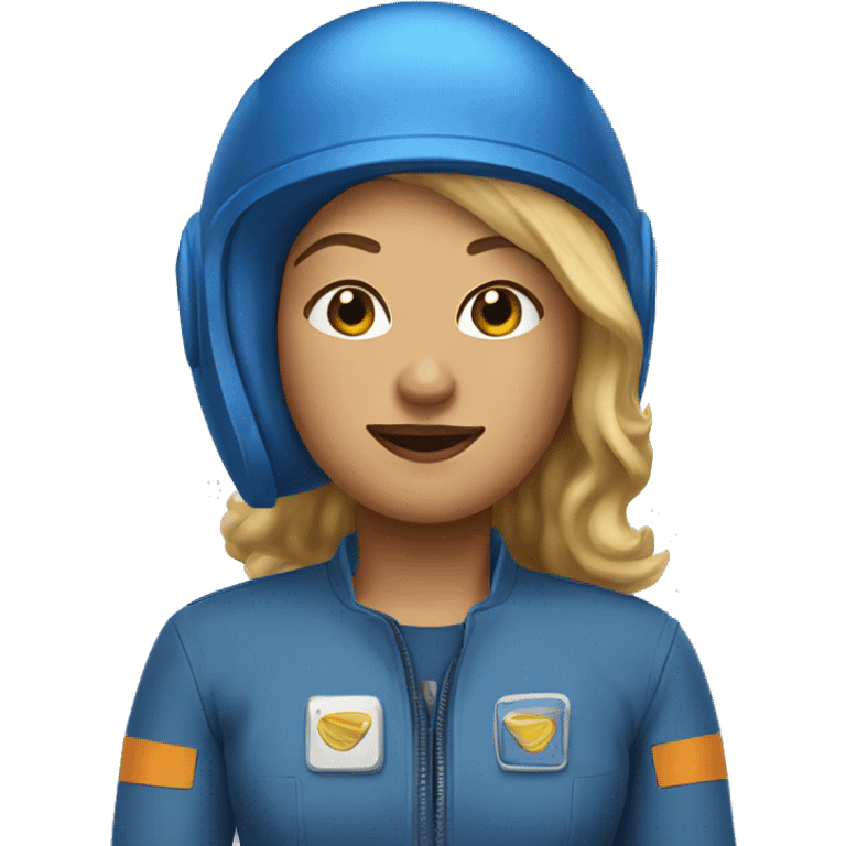 Honey blonde woman in blue helmet and blue flight jumpsuit  emoji