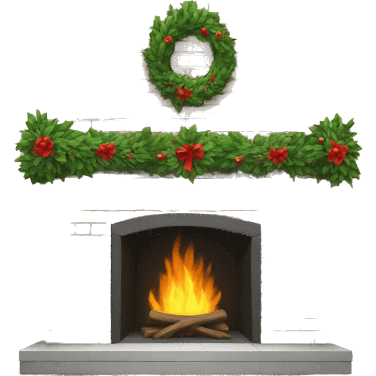 Brick Fireplace with wreath  emoji