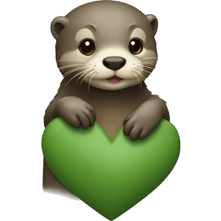 otter holding khaki green heart emoji