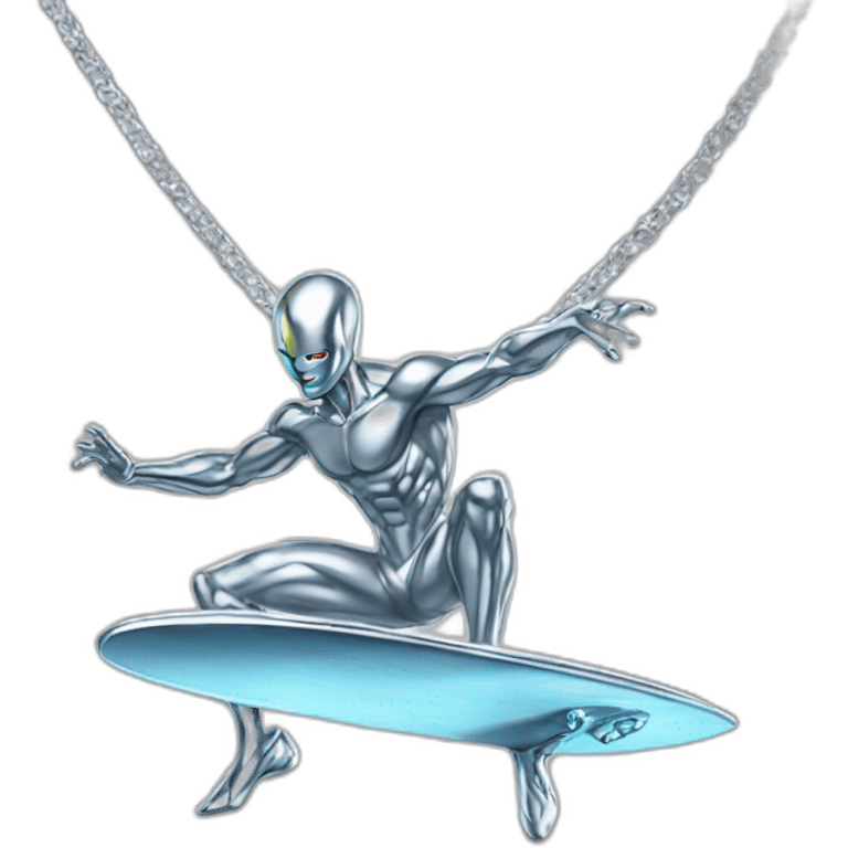 Silver surfer wearing a iced out chain emoji