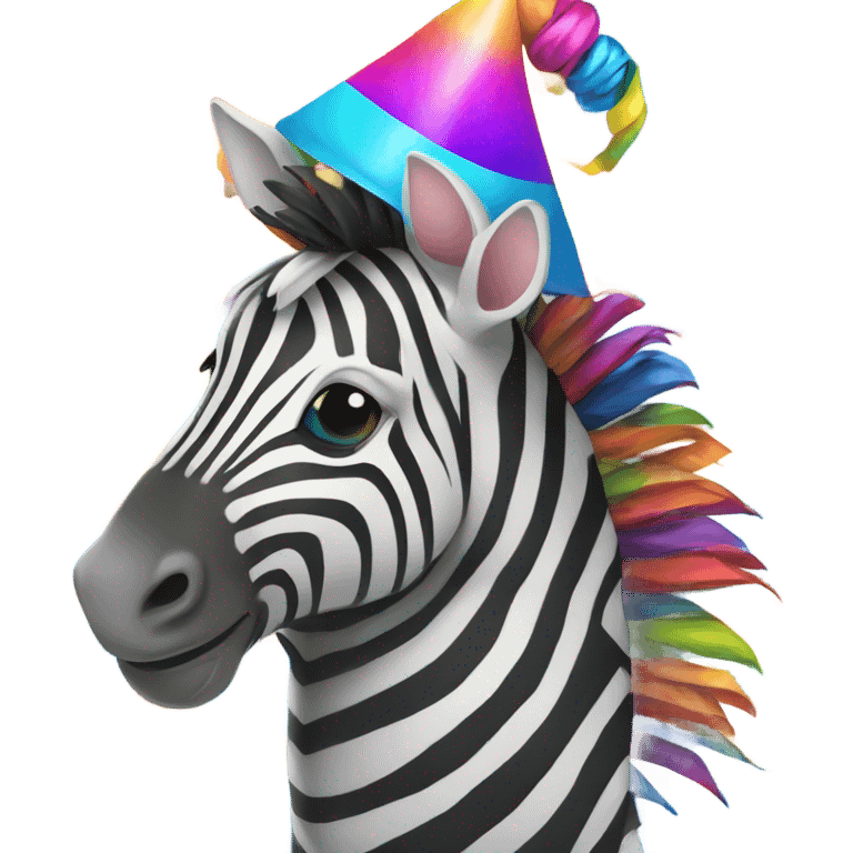 Rainbow zebra with party hat emoji