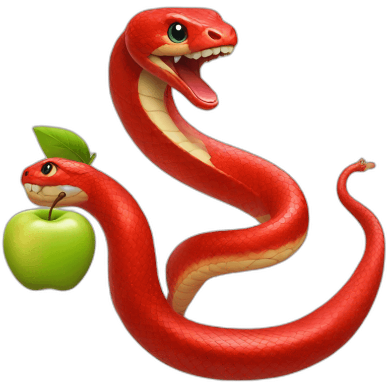 red snake with an apple emoji