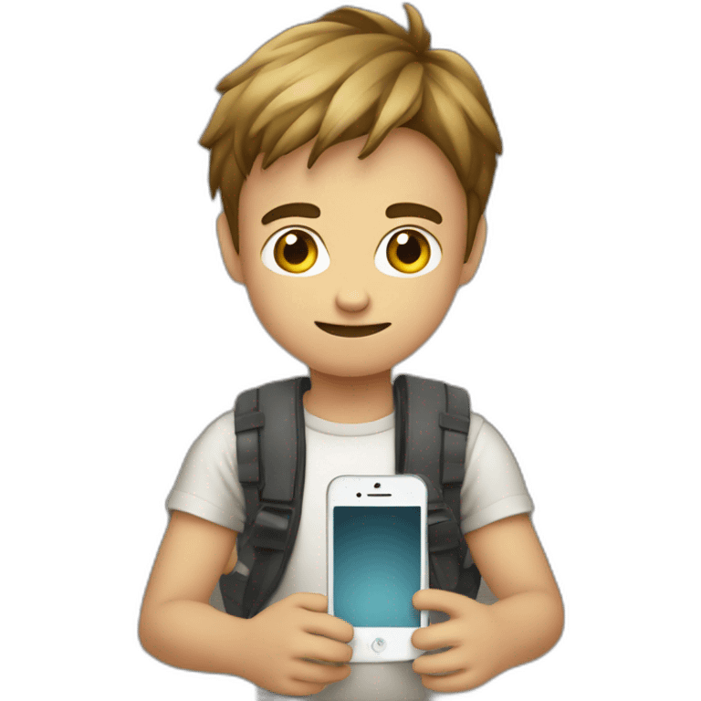 Niño viciado con smartphone emoji