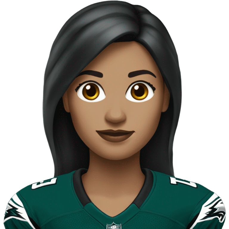  White female dark hair wearing Philadelphia Eagles jersey emoji