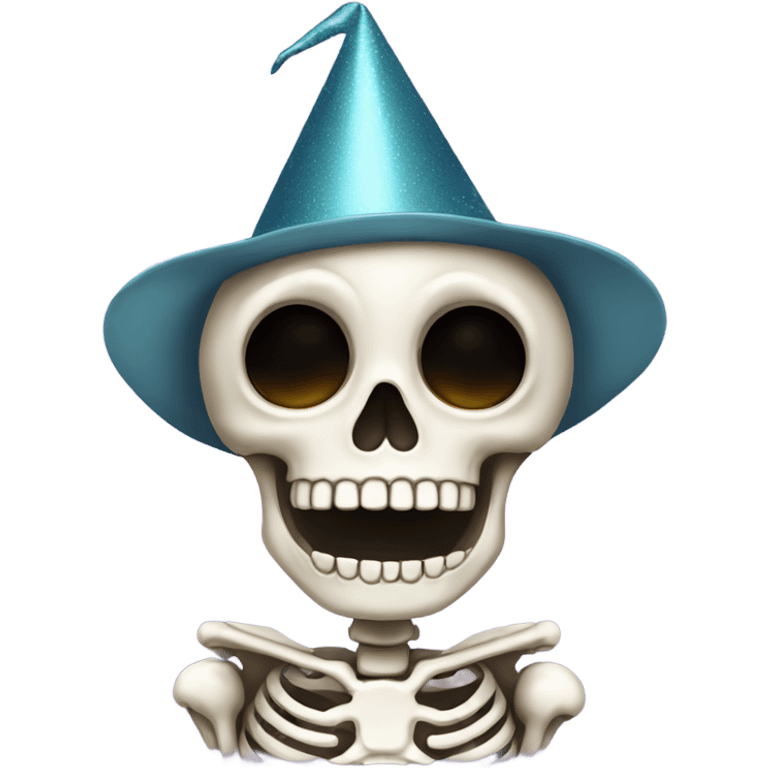 Cute Skeleton wearing party hat  emoji