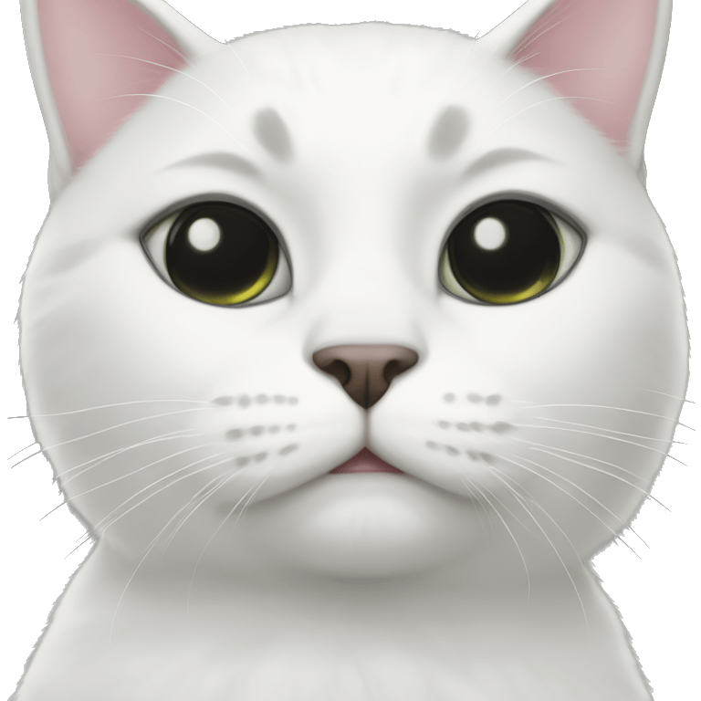 white cat with black ears and black spot on face around eye  emoji