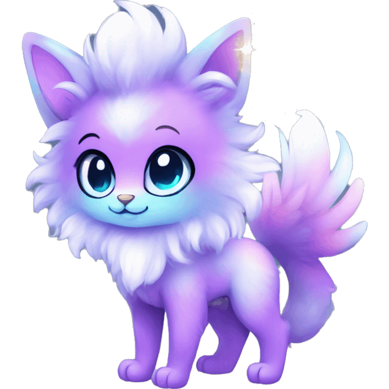 Shiny Sparkly Colorful Fluffy beautiful fantasy Kawaii Ethereal Anthro Sona Nebula-Crystal-Fakemon-animal emoji