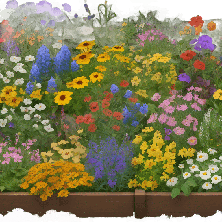 raised garden bed with wildflowers emoji