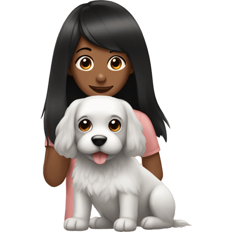 Dog shpiz with girl black hair emoji