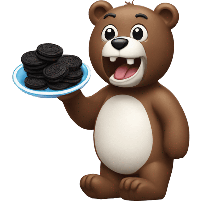 an hungry bear eating oreos emoji