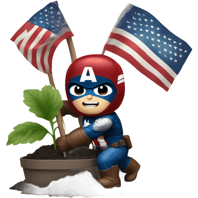 Captain America planting a USA flag emoji