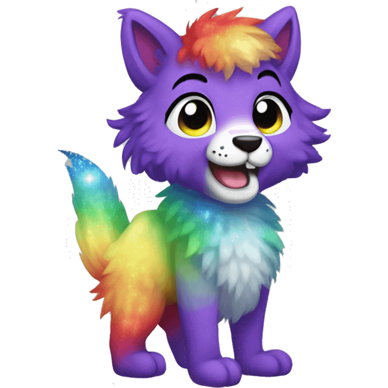 Furry, sparkle, rainbow, animal, anthro, full body, fursona emoji