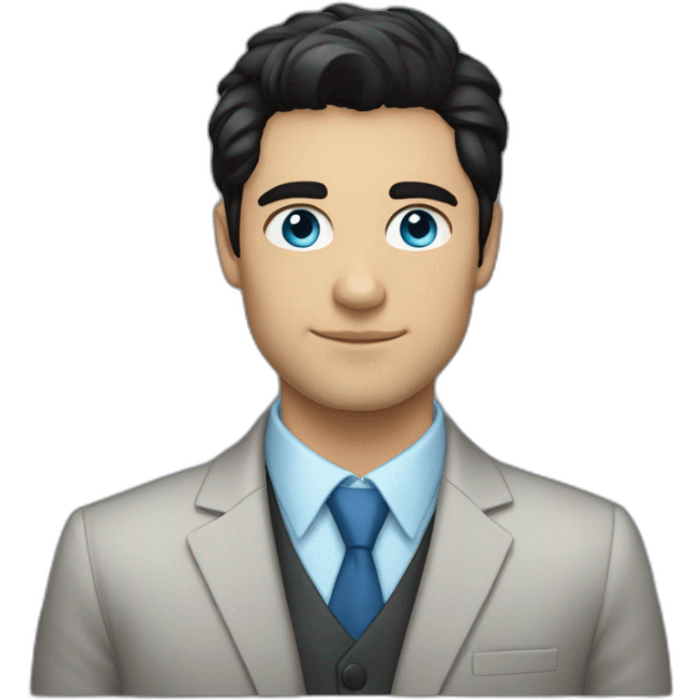 black hair, 30 years old, caucasian, blue eyes, blazer emoji