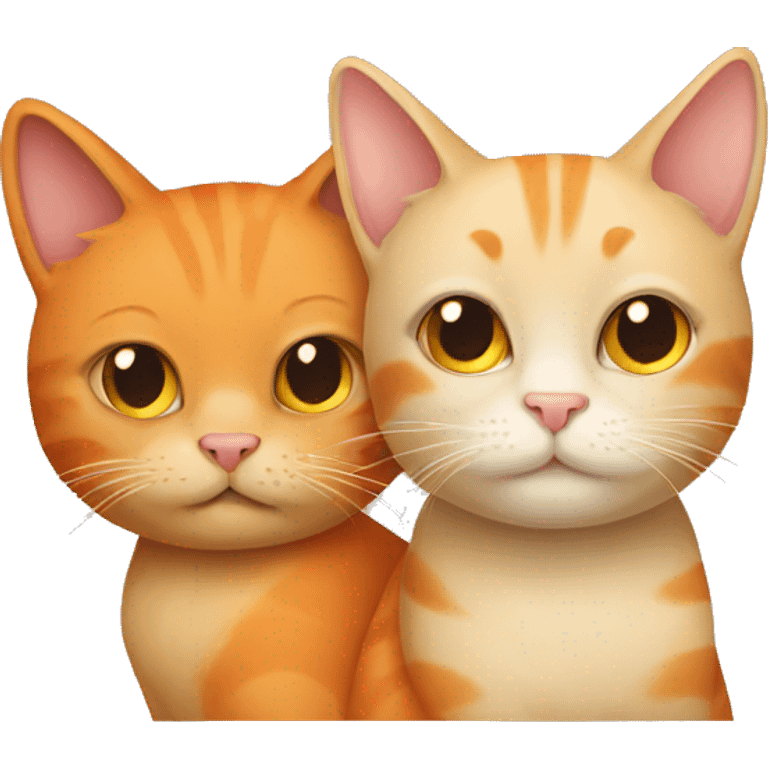 Beige cat and orange cat cuddling emoji