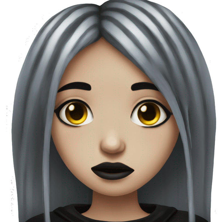 Goth girl crying with makeup streaks down her cheeks emoji