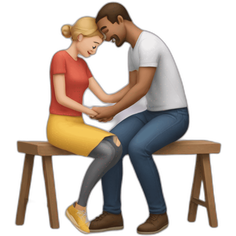 Man on knee patting woman’s head emoji