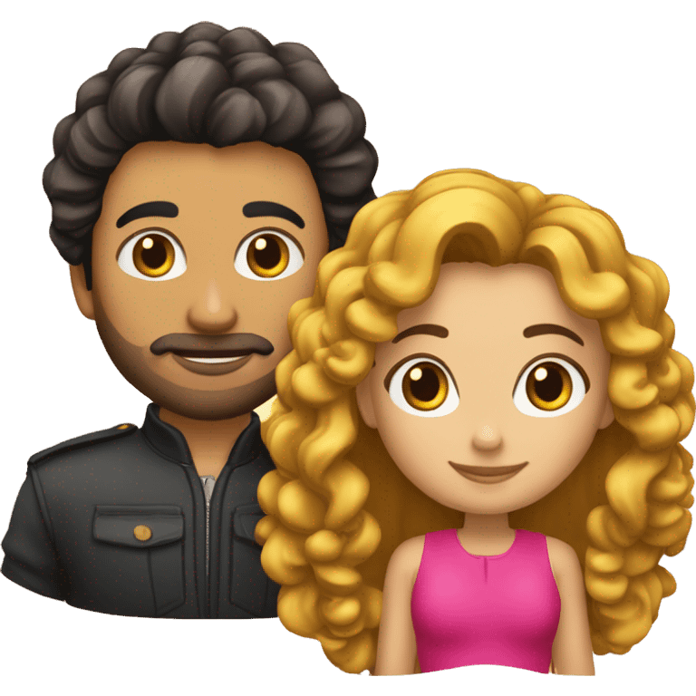 Pareja de chico de pelo rizado y chica pelinegra emoji