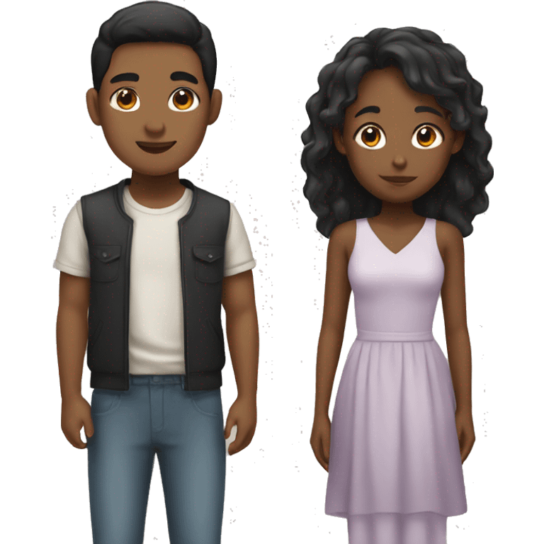 Black girl and Asian Boy  emoji