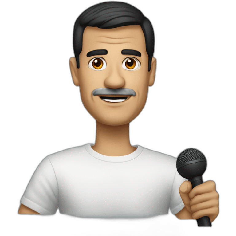 Pedro Sanchez holding a microphone emoji