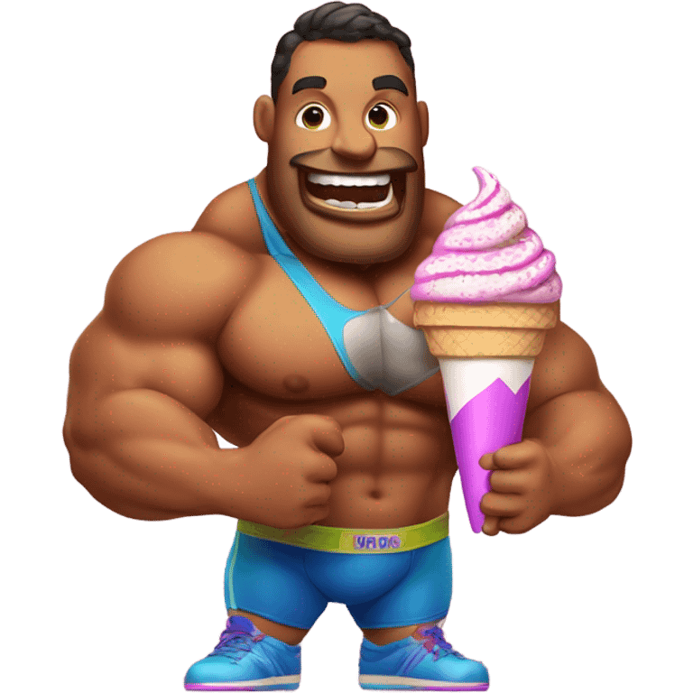 Pro wrestler eating an ice cream cone emoji