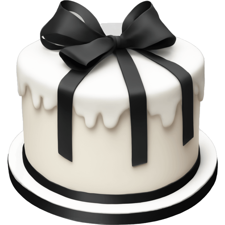 white birthday cake with black ribbons  emoji