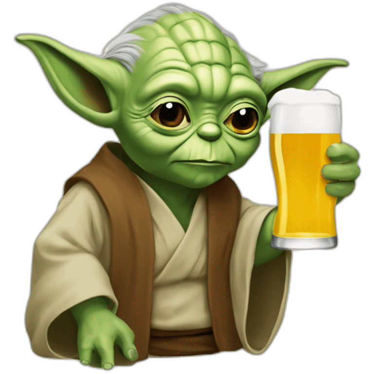 Yoda buvant une bière emoji