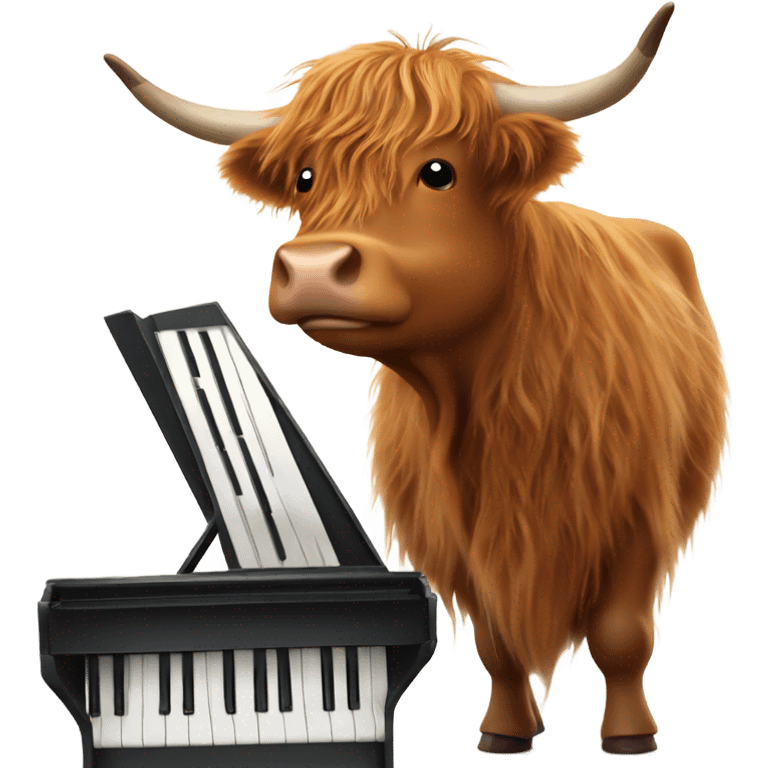 Highland Cow playing the piano  emoji