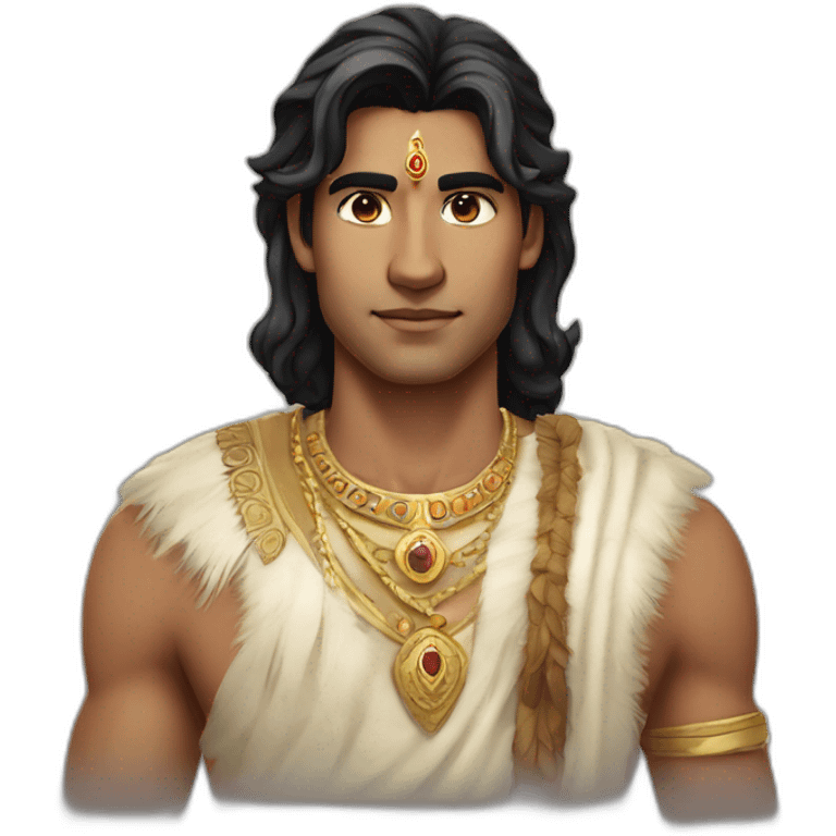 20 years old handsome white skin indian king with black eyes and hair emoji