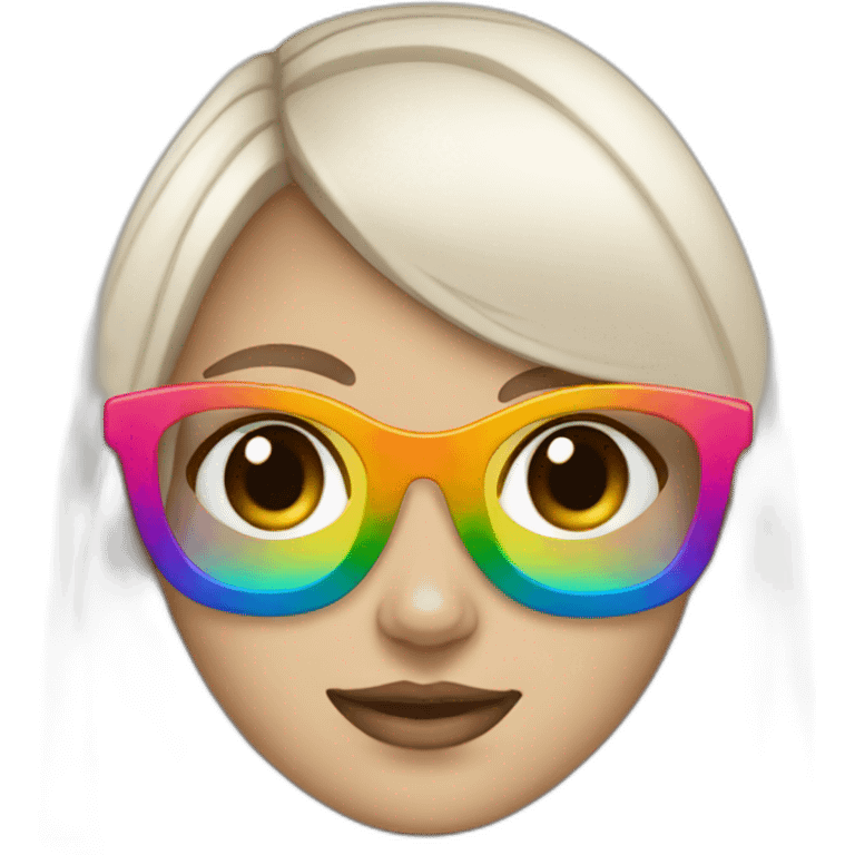 white girl with rainbow glasses emoji