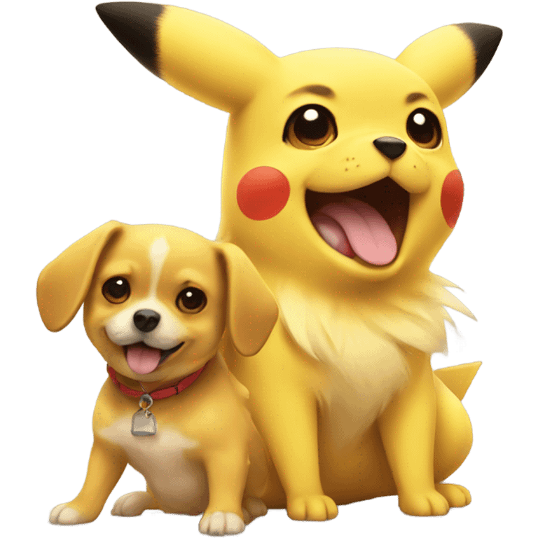 Pikachu with dog emoji