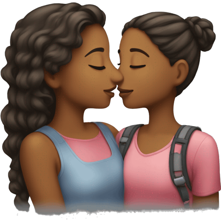 A girl kissing another girl emoji