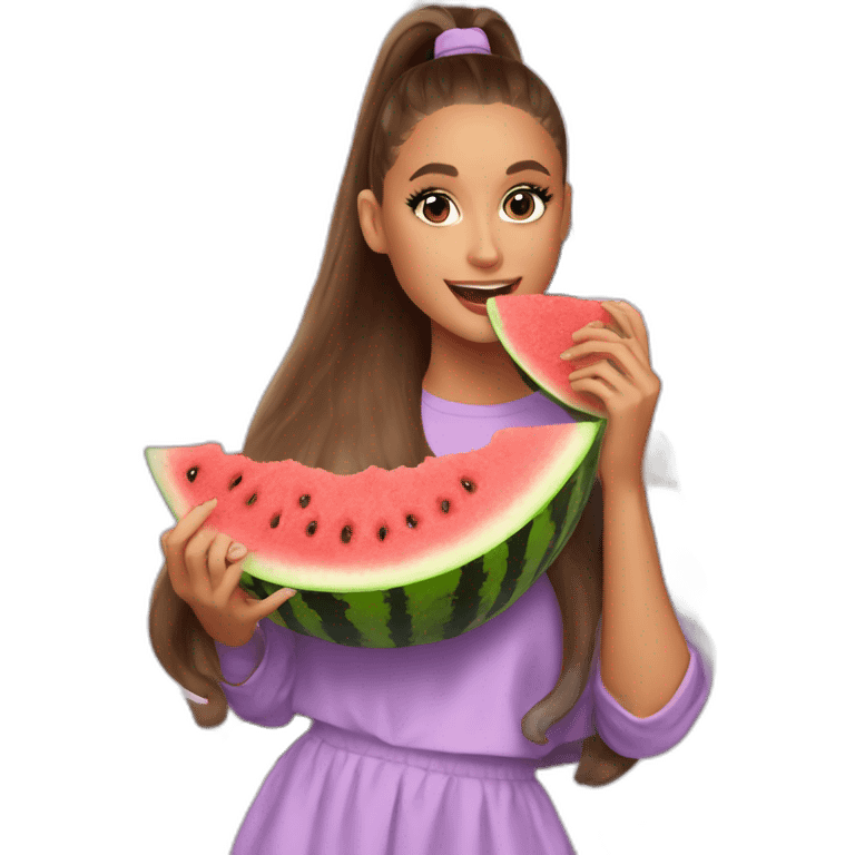 ariana grande eating a watermelon emoji