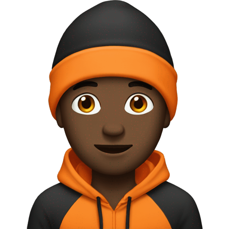 black man in orange hoodie and black beanie emoji