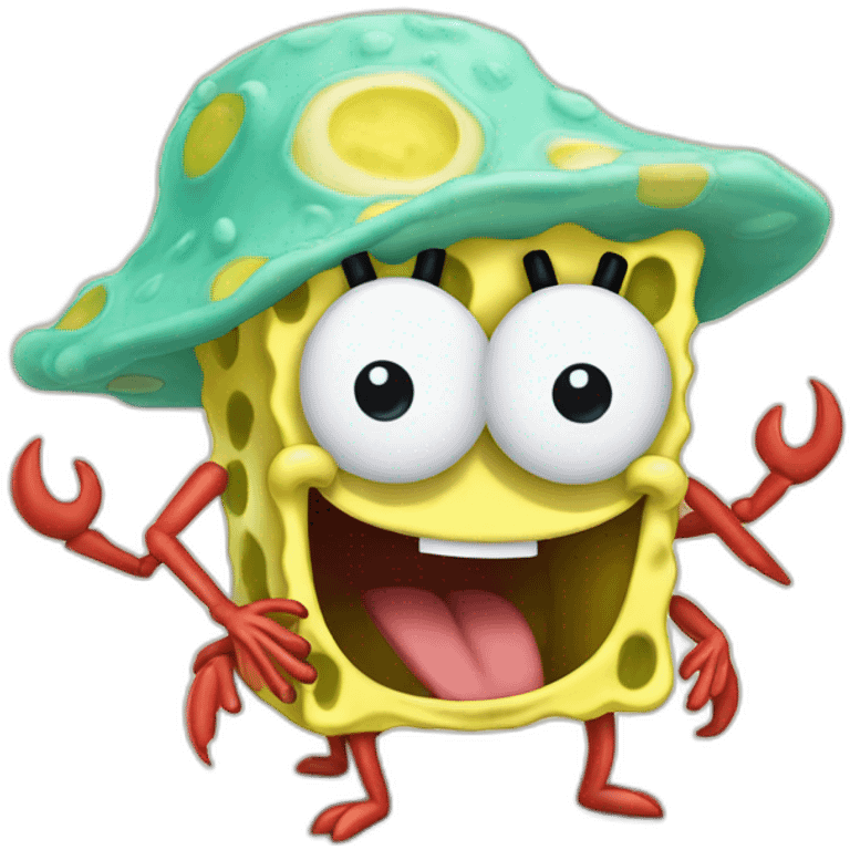 SpongeBob with his krusty crab hat emoji