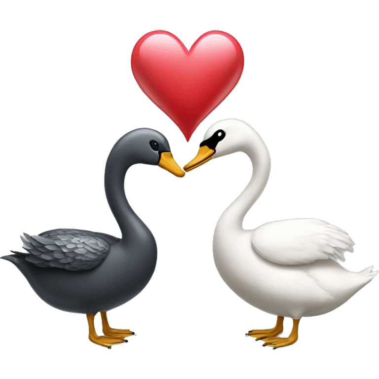 A swan and a slug with a heart between them emoji