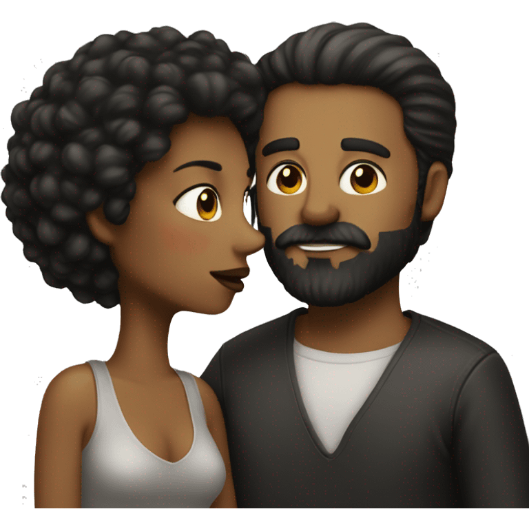 man beard woman dark hair kissing emoji