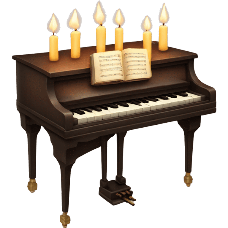 vintage piano with melted candles on top emoji