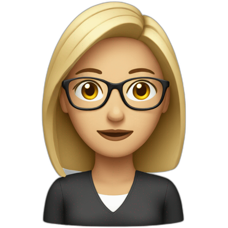 Woman with glasses at computer emoji