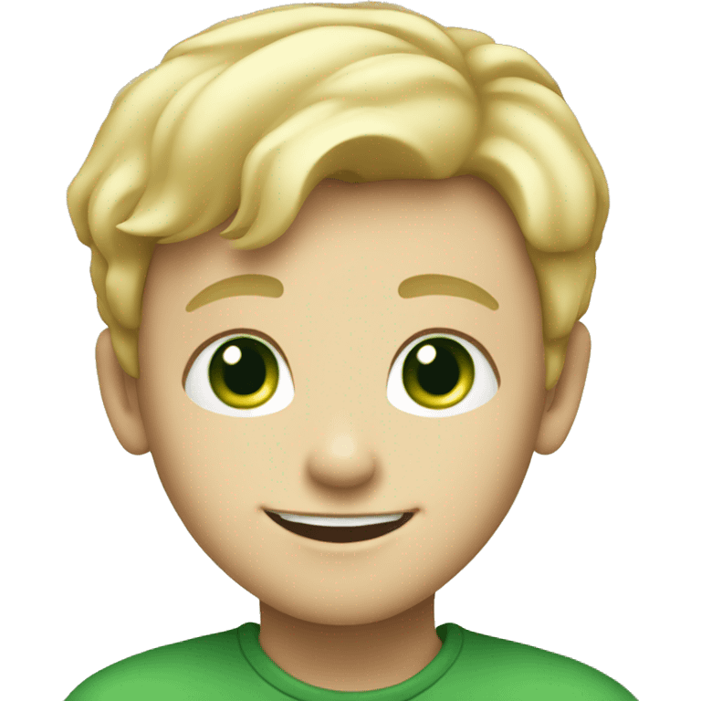 Smiling blonde boy with green eyes emoji