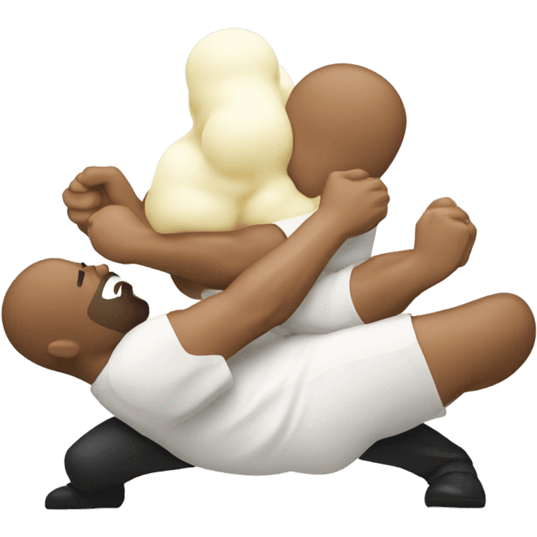 two men wrestling with mayonnaise inbetween emoji