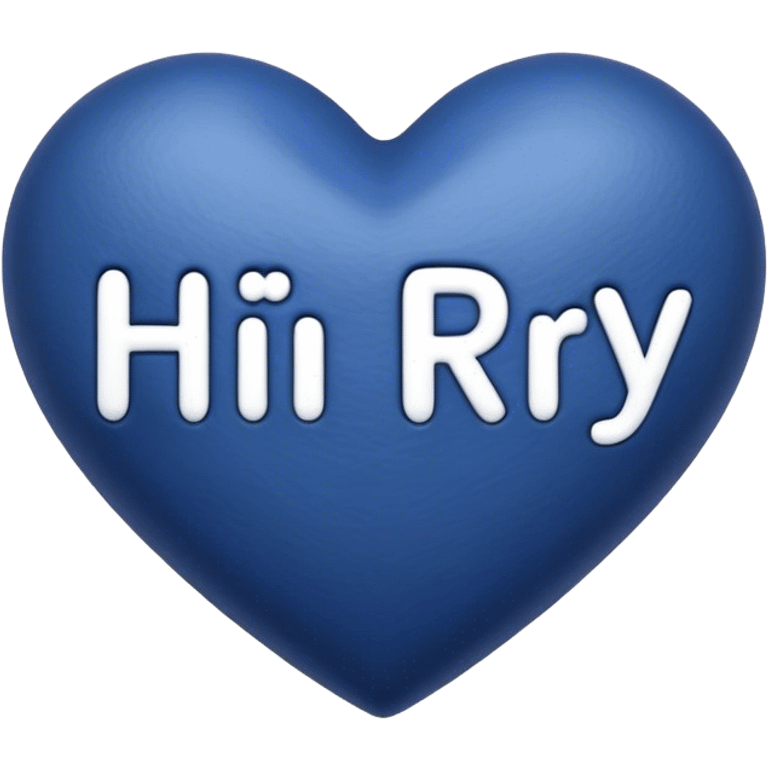 Dark blue heart with the words Hi Ry in the middle  emoji