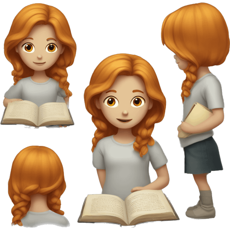 ginger girl with a book emoji