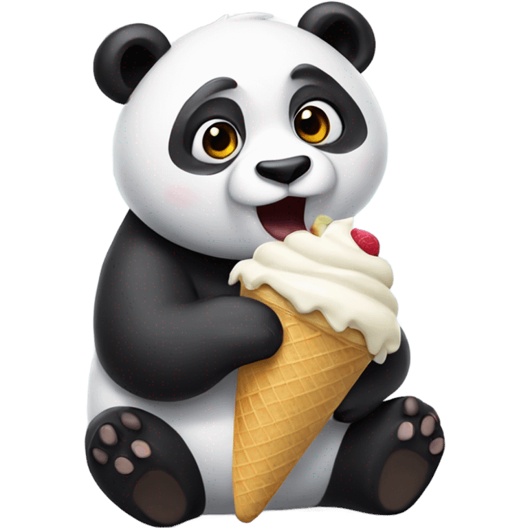 Panda eating ice cream emoji