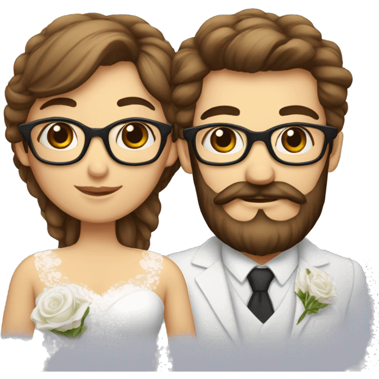 Un homme barbe de 3 jours et une femme mariage lunettes emoji