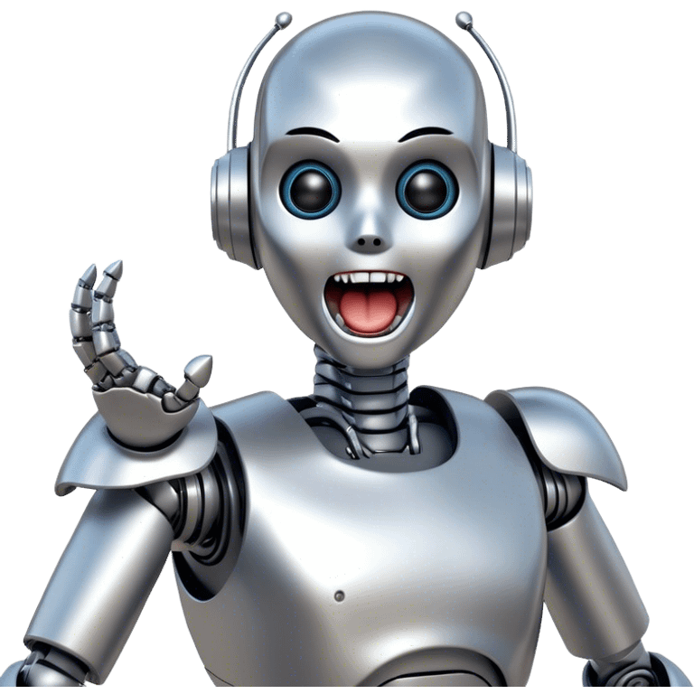 Humanoid Robot Screaming with Laughter emoji