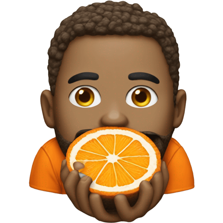 A person eats a orange candy and turn into the New York Knicks logo  emoji