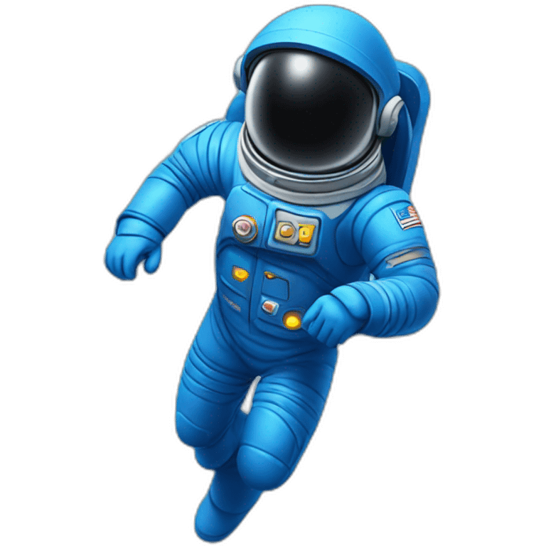 blue spaceman in a blue suit flying emoji